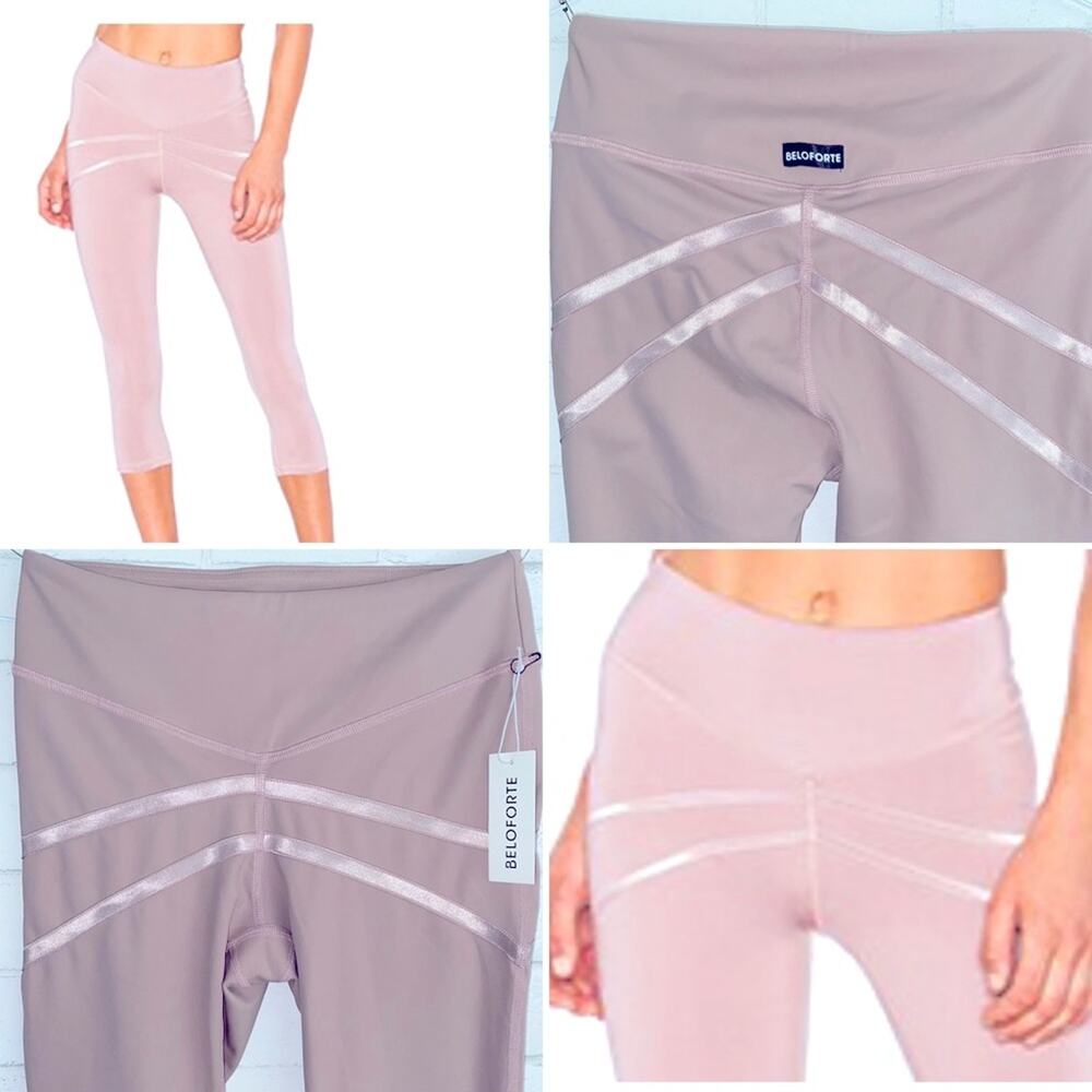 New NWT $96 Beloforte Catalonia Dusty Rose Ribbon Detail Crop Ballet Legging S
